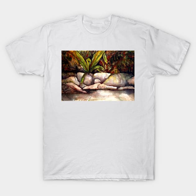 The Rock Pool Watercolour & Gouache Painting T-Shirt by Heatherian